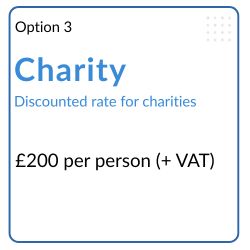 Charity sector course cost - £200 per person plus VAT