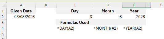 DAY MONTH YEAR Example screenshot